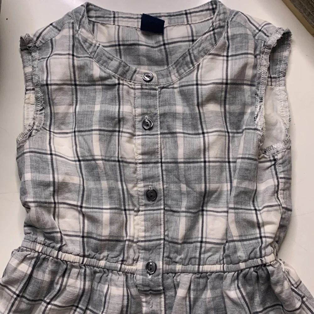 Gap kids extra small plaid button front sleeveless casual dress xs